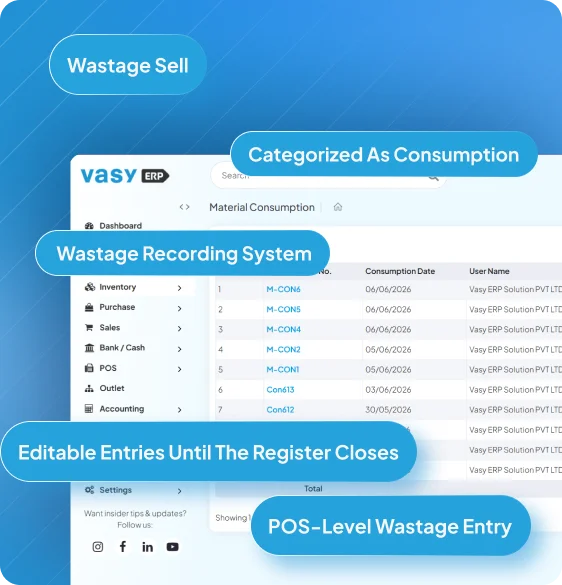 Smart wastage tracking module at POS level for ISCON Gathiya by Vasy