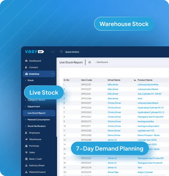 Mange warehouse and tock with Vasy warehouse management software