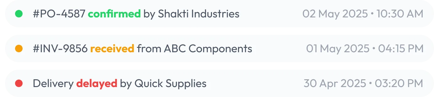 Supplier vendor list