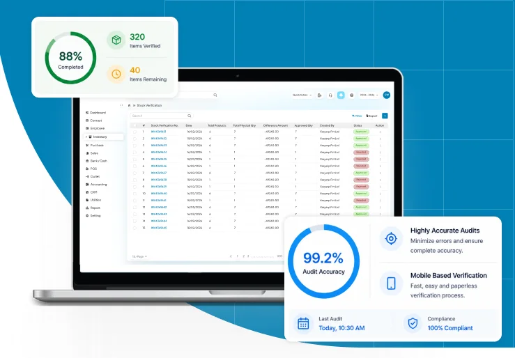 Mobile app interface for automated stock verification and physical inventory audit process