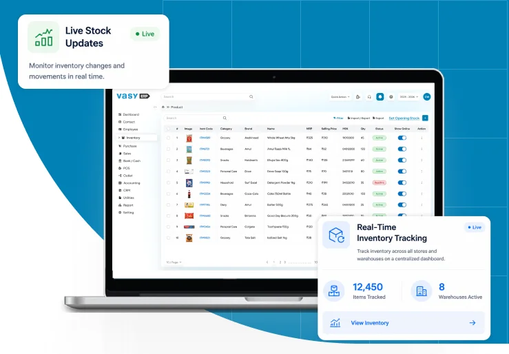 Dashboard showing real-time inventory tracking software for multi-location stores and warehouses