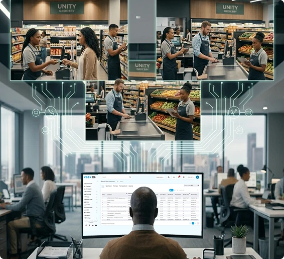 business owner handling multiple store accounting from one location