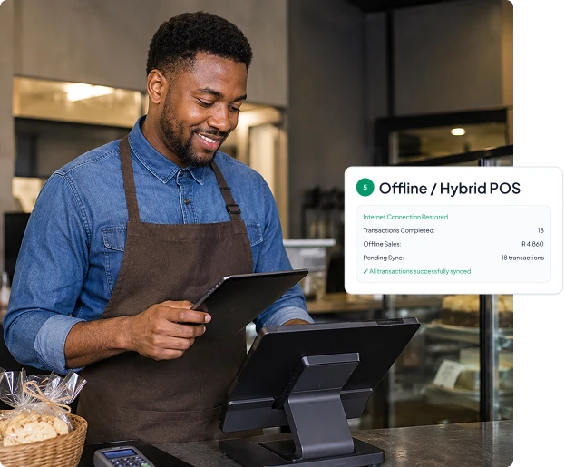 Store manager managing pos through vasy's offline pos even during internet is down