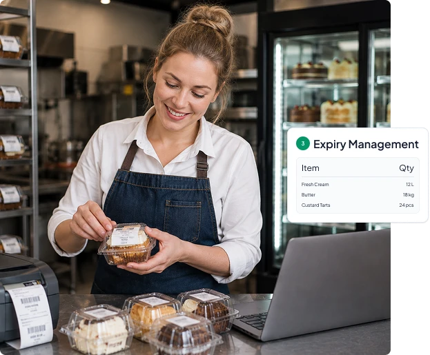 bakery owner managing expired products through vasy's bakery software