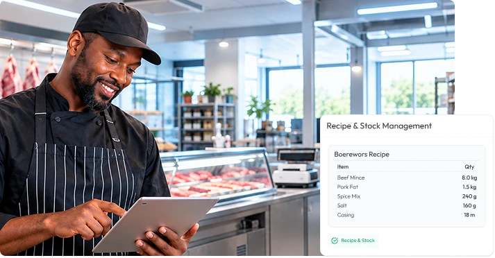 stock owner managing stock and receipe through vasy software