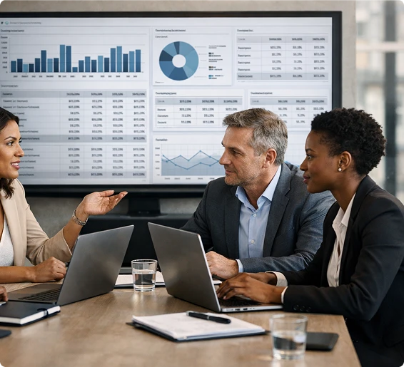 Management team accessing advanced accounting through vasy