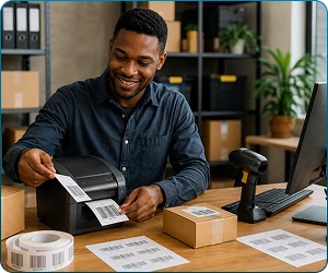Printing barcode labels