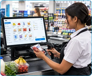 sales staff matching product image with catalogue