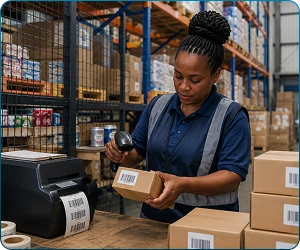 Generate & assign barcode through WMS software