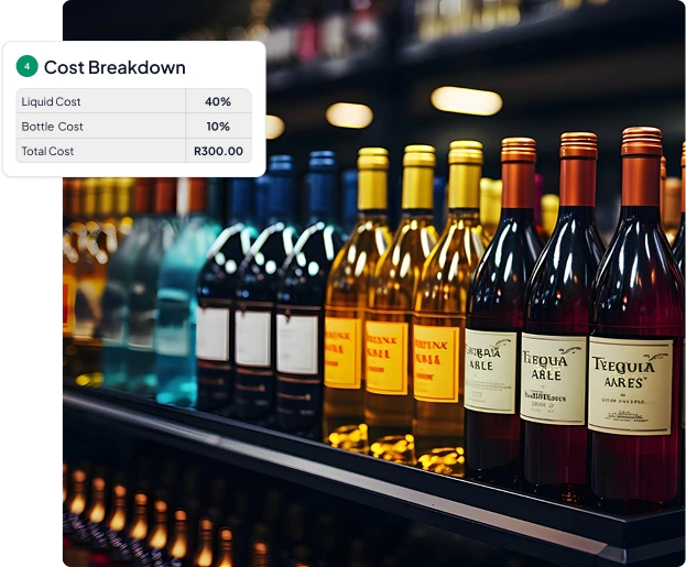 liquor vs bottle cost splitting achieved through liquor software