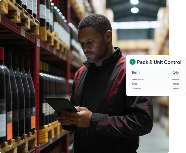 store manager auditing the units and pack