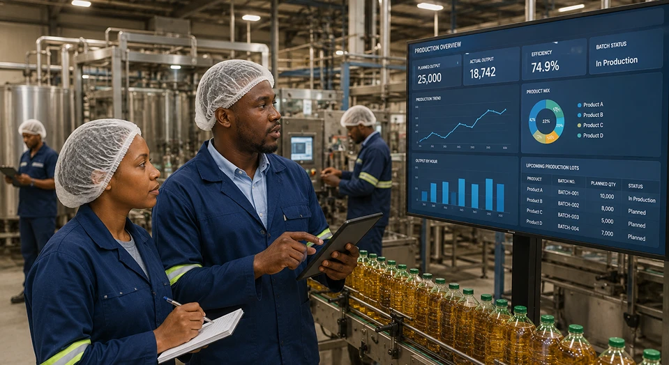 supervisors checking manufacturing metrices through vasy software