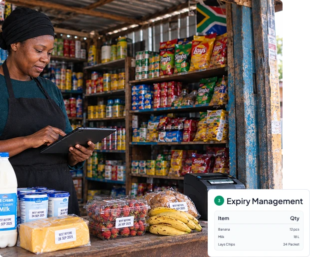 spaza owner checking expiry of products